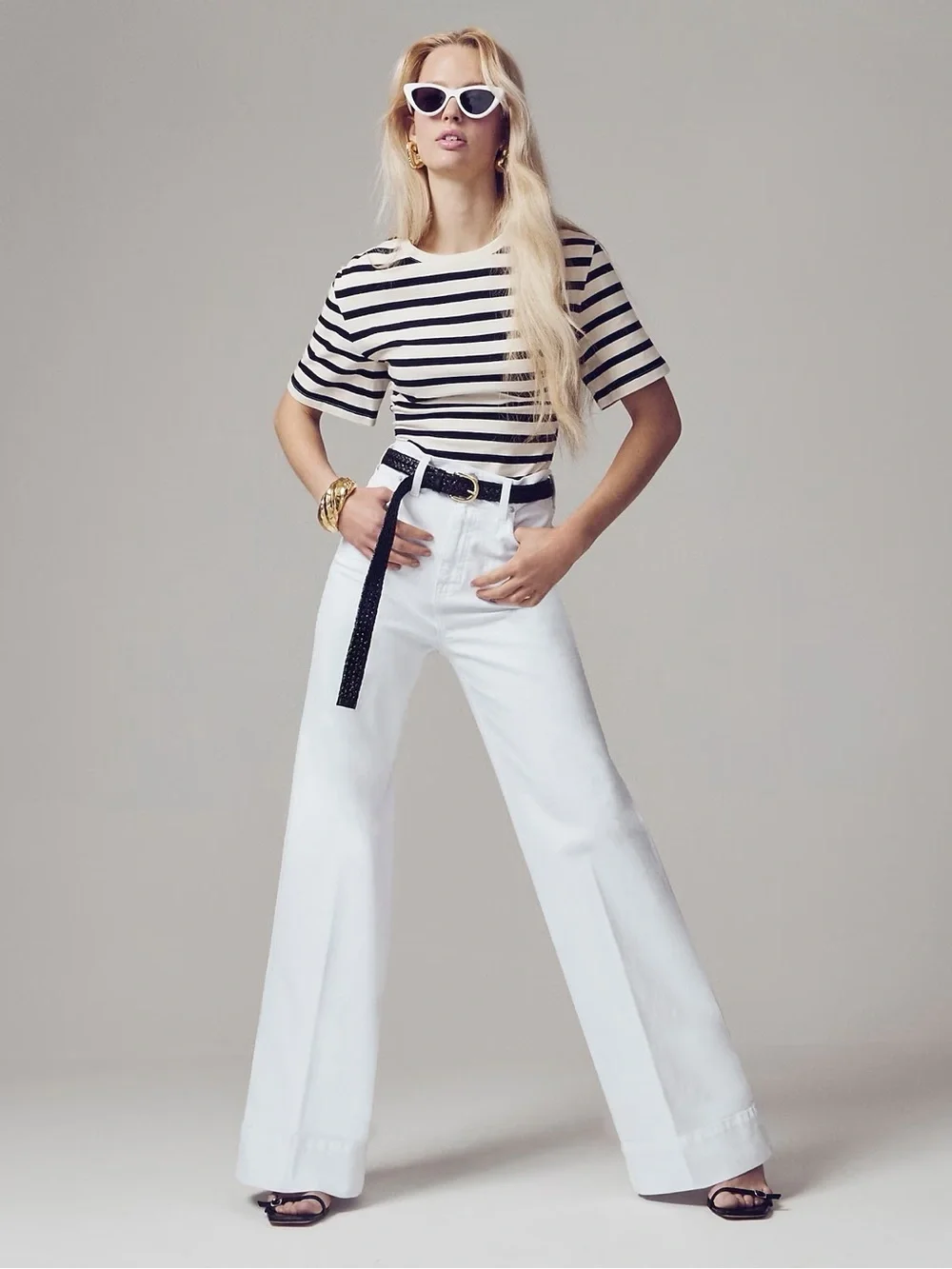 J.Crew Wide-Leg Denim Trouser in White (Style BM338) - Size 32